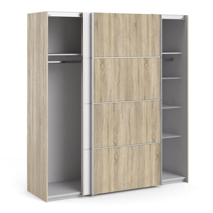 The 'Patsy' Collection.   Sliding Wardrobe 180cm in Oak with White and Oak doors with 5 Shelves