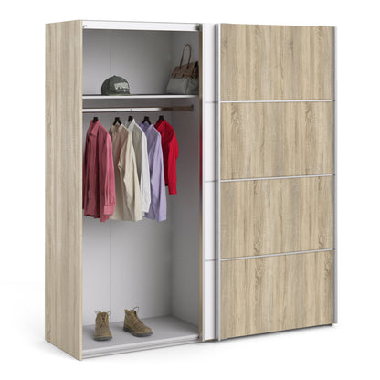 The 'Patsy' Collection.   Sliding Wardrobe 180cm in Oak with White and Oak doors with 5 Shelves