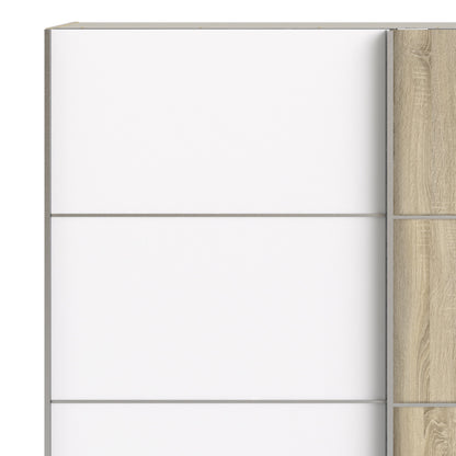 The 'Patsy' Collection.   Sliding Wardrobe 180cm in Oak with White and Oak doors with 5 Shelves
