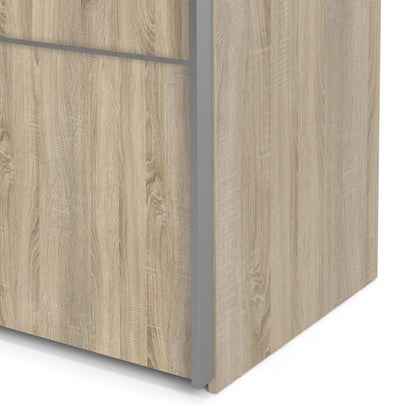 The 'Patsy' Collection.   Sliding Wardrobe 180cm in Oak with White and Oak doors with 5 Shelves