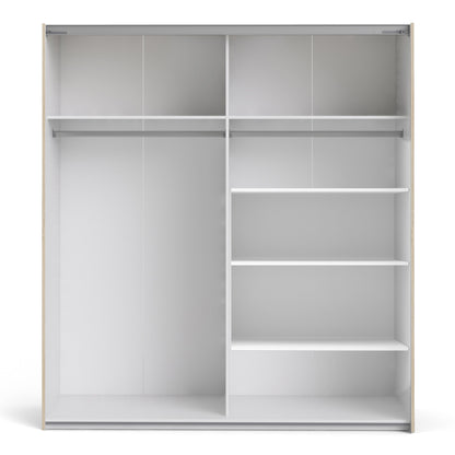 The 'Patsy' Collection.   Sliding Wardrobe 180cm in Oak with White and Oak doors with 5 Shelves