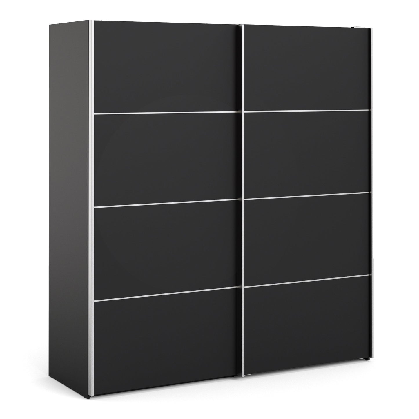 Colección 'Patsy'. Armario corredero de 180 cm en negro mate con puertas negras mate y 2 estantes