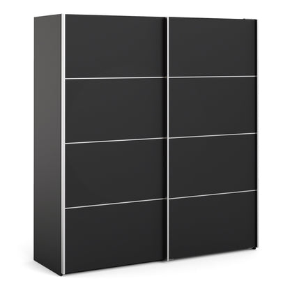 Colección 'Patsy'. Armario corredero de 180 cm en negro mate con puertas negras mate y 2 estantes