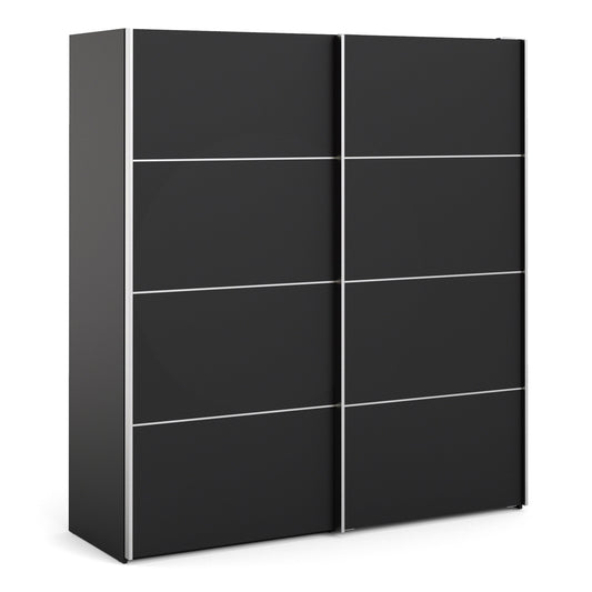 The 'Patsy' Collection.   Sliding Wardrobe 180cm in Black Matt with Black Matt Doors with 2 Shelves