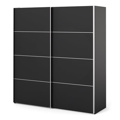 Colección 'Patsy'. Armario corredero de 180 cm en negro mate con puertas negras mate y 2 estantes