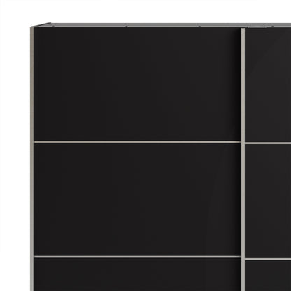 Colección 'Patsy'. Armario corredero de 180 cm en negro mate con puertas negras mate y 2 estantes