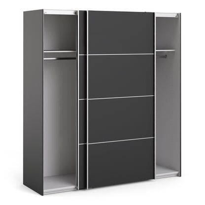 Colección 'Patsy'. Armario corredero de 180 cm en negro mate con puertas negras mate y 2 estantes