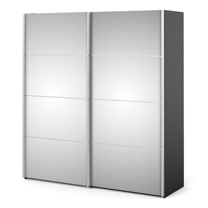 The 'Patsy' Collection.   Sliding Wardrobe 180cm in Black Matt with Mirror Doors with 2 Shelves