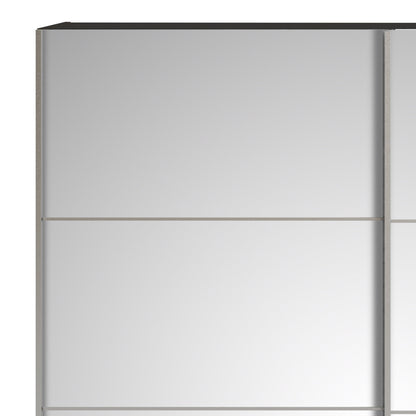 The 'Patsy' Collection.   Sliding Wardrobe 180cm in Black Matt with Mirror Doors with 2 Shelves