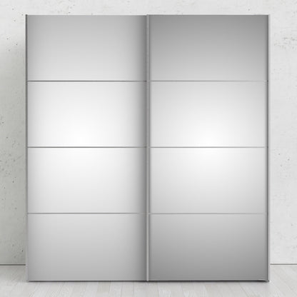 The 'Patsy' Collection.   Sliding Wardrobe 180cm in Black Matt with Mirror Doors with 2 Shelves