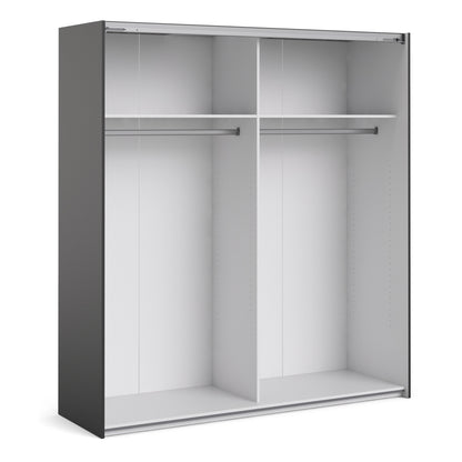 The 'Patsy' Collection.   Sliding Wardrobe 180cm in Black Matt with Mirror Doors with 2 Shelves