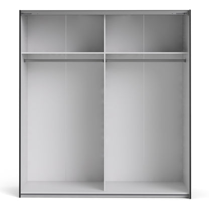 The 'Patsy' Collection.   Sliding Wardrobe 180cm in Black Matt with Mirror Doors with 2 Shelves