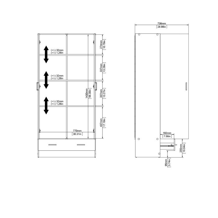 KFP HOME | Colección Everyday - Armario de dos puertas con cajón