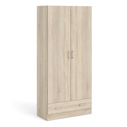 KFP HOME | Everyday Collection - Double door wardrobe with drawer in Beech effect