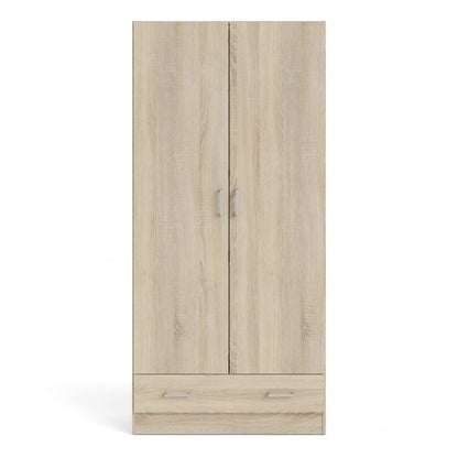 KFP HOME | Everyday Collection - Double door wardrobe with drawer in Beech effect