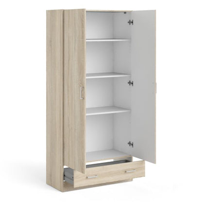 KFP HOME | Everyday Collection - Double door wardrobe with drawer in Beech effect