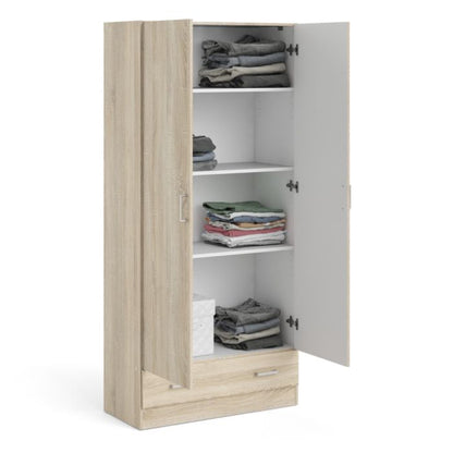 KFP HOME | Everyday Collection - Double door wardrobe with drawer in Beech effect