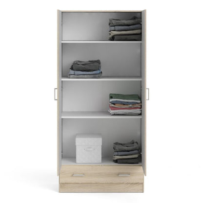 KFP HOME | Everyday Collection - Double door wardrobe with drawer in Beech effect