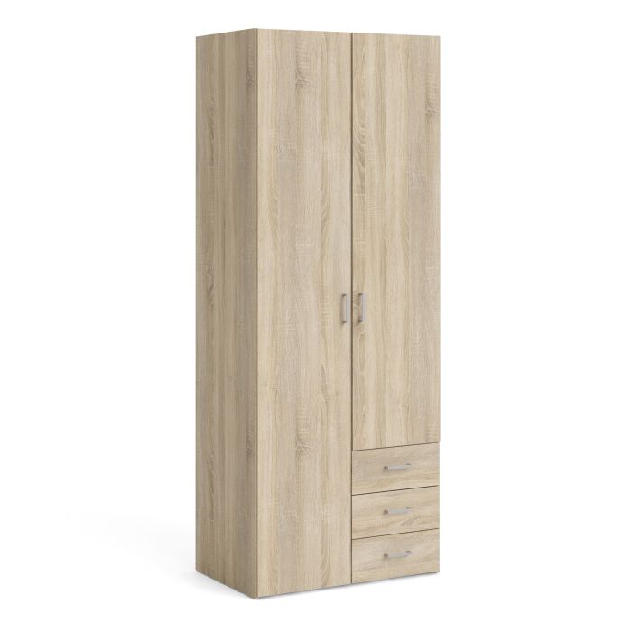 KFP HOME | Collection Everyday - Armoire double porte avec tiroir en hêtre avec tiroirs