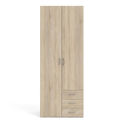 KFP HOME | Collection Everyday - Armoire double porte avec tiroir en hêtre avec tiroirs