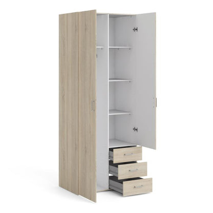 KFP HOME | Collection Everyday - Armoire double porte avec tiroir en hêtre avec tiroirs