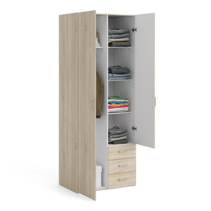 KFP HOME | Collection Everyday - Armoire double porte avec tiroir en hêtre avec tiroirs