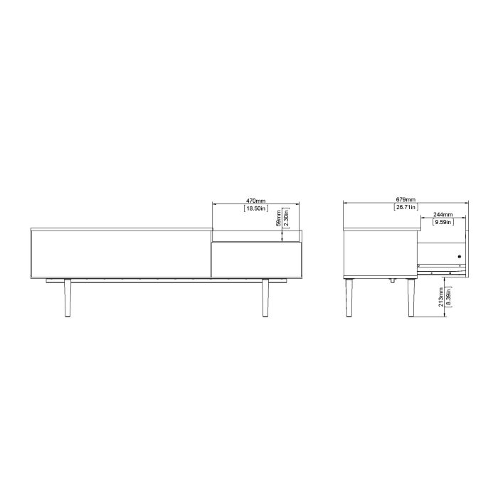 Unit Sideboard 2 Drawers 3 Doors in White and Oak