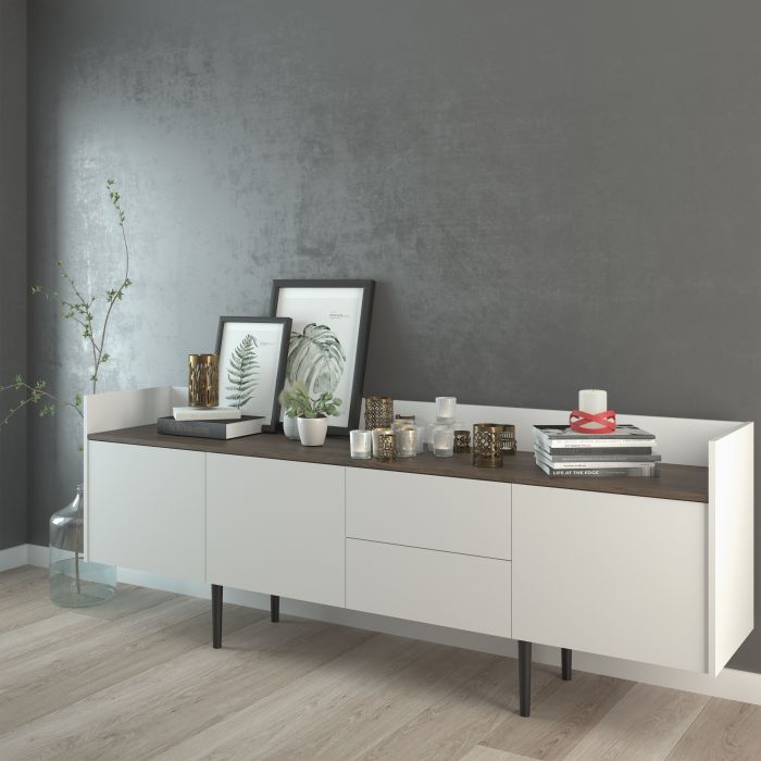 Unit Sideboard 2 Drawers 3 Doors in White and Oak