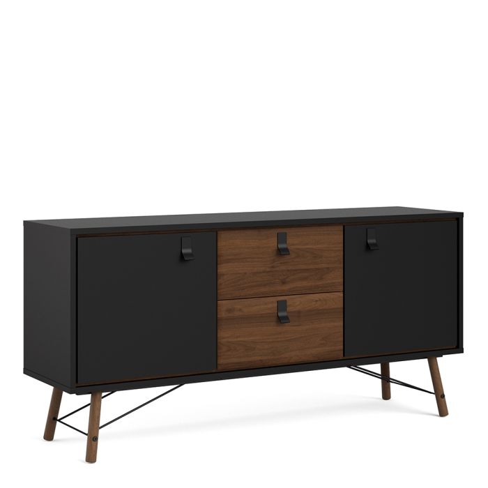 Buffet Rye 2 portes 2 tiroirs en noir mat