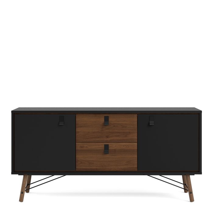 Buffet Rye 2 portes 2 tiroirs en noir mat