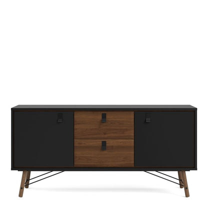 Buffet Rye 2 portes 2 tiroirs en noir mat
