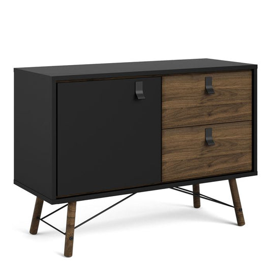 Rye Sideboard with 1 Door 2 Drawers in Matt Black Walnut