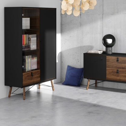 Rye Sideboard with 1 Door 2 Drawers in Matt Black Walnut