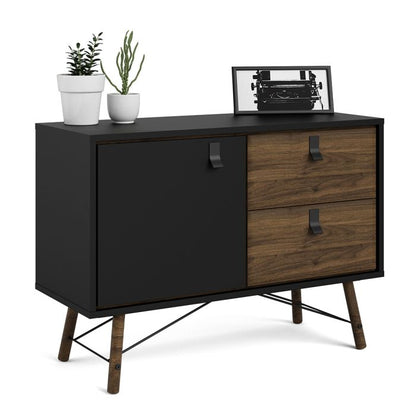Rye Sideboard with 1 Door 2 Drawers in Matt Black Walnut