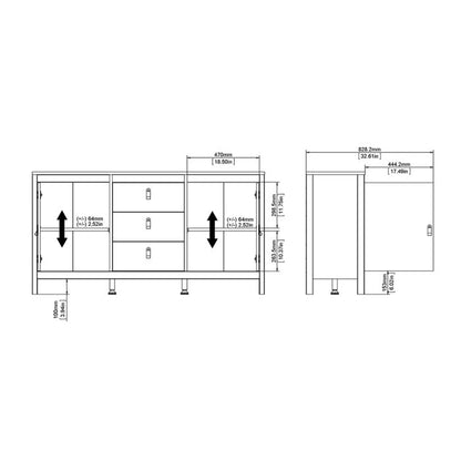 Buffet 'Battle' 2 portes 3 tiroirs en blanc