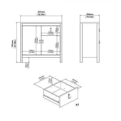 Buffet 2 portes et 1 tiroir « Battle » en noir mat