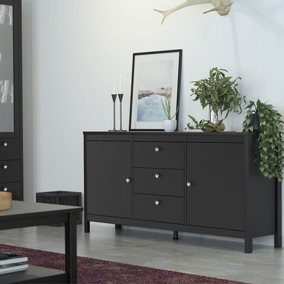 Buffet 2 portes 3 tiroirs 'Safran' en gris