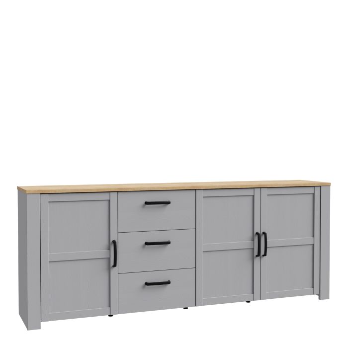 Le grand buffet 3 portes et 3 tiroirs « Floyd » en chêne/gris