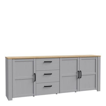 Le grand buffet 3 portes et 3 tiroirs « Floyd » en chêne/gris