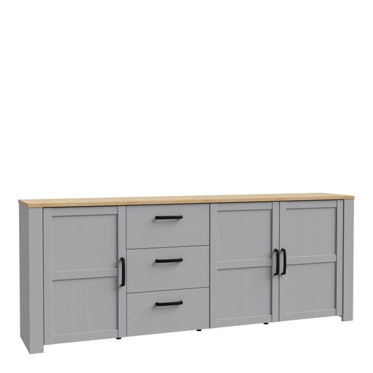 Le grand buffet 3 portes et 3 tiroirs « Floyd » en chêne/gris