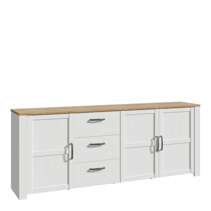 Le grand buffet 3 portes et 3 tiroirs « Floyd » en chêne/blanc