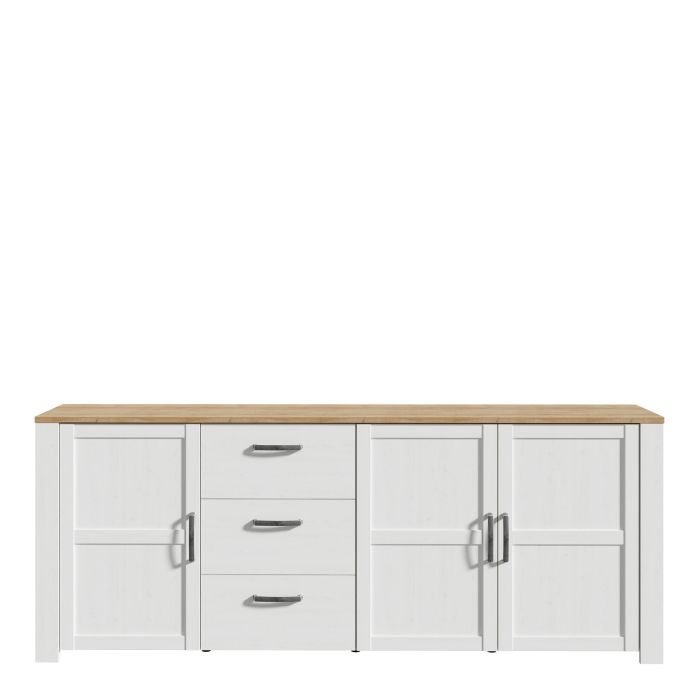 Le grand buffet 3 portes et 3 tiroirs « Floyd » en chêne/blanc