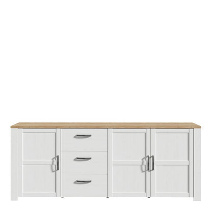 Le grand buffet 3 portes et 3 tiroirs « Floyd » en chêne/blanc