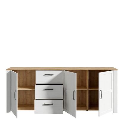 Le grand buffet 3 portes et 3 tiroirs « Floyd » en chêne/blanc