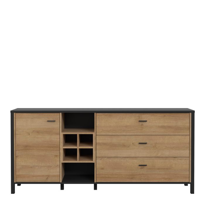 Buffet High Rock (grand) en noir mat/chêne Riviera