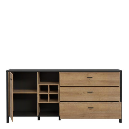 Buffet High Rock (grand) en noir mat/chêne Riviera