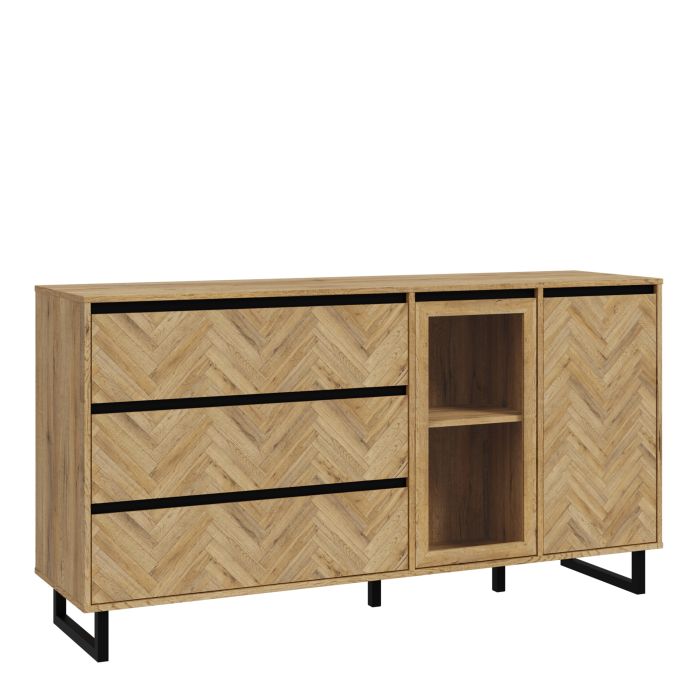 Buffet en chêne Spica/noir mat/chêne Bartex