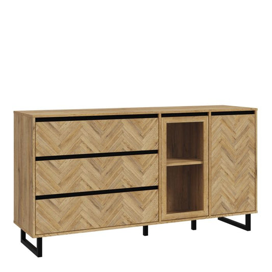 Buffet en chêne Spica/noir mat/chêne Bartex