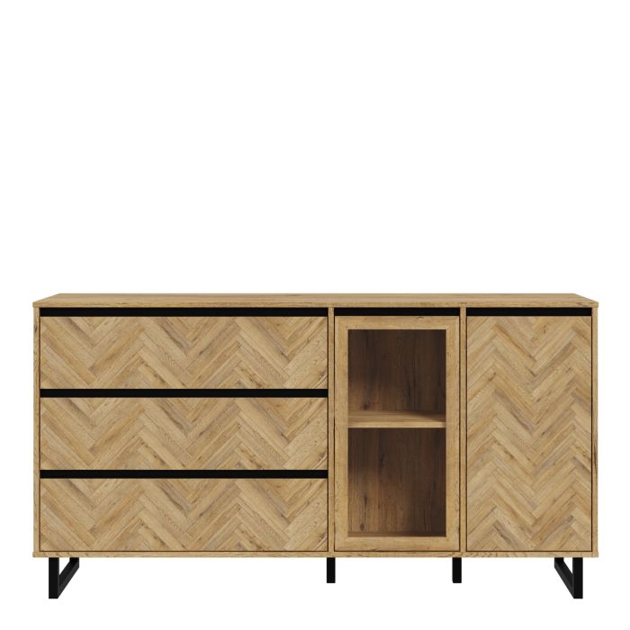 Buffet en chêne Spica/noir mat/chêne Bartex
