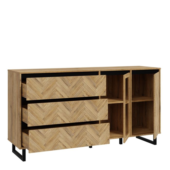 Buffet en chêne Spica/noir mat/chêne Bartex